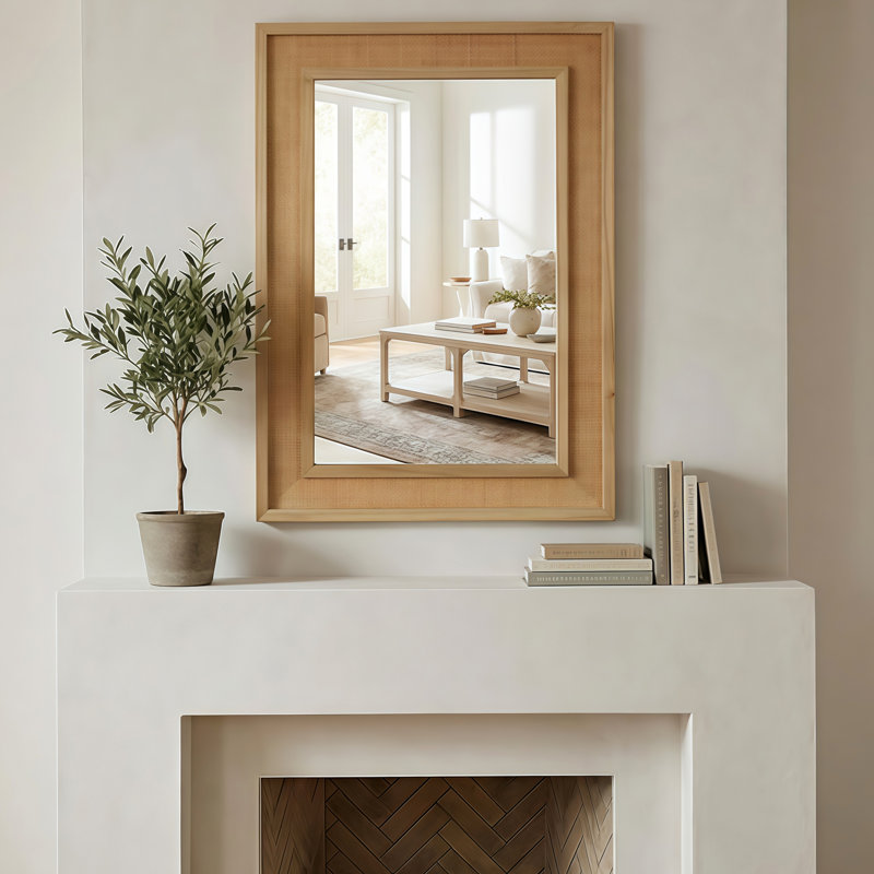 Miroir décoratif rectangulaire, 30" H x 20" W, Natural Wood