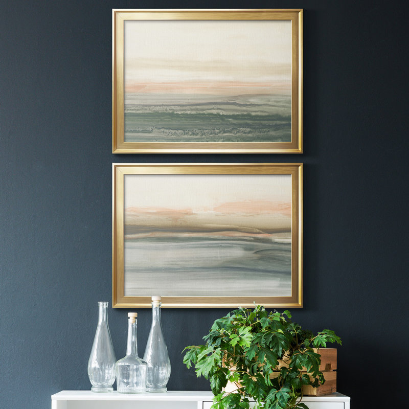 Atlantic Sunrise I - ensemble de 2 reproductions de cadres photo, H 30,5 po x l 45 po x P 1 po, Or