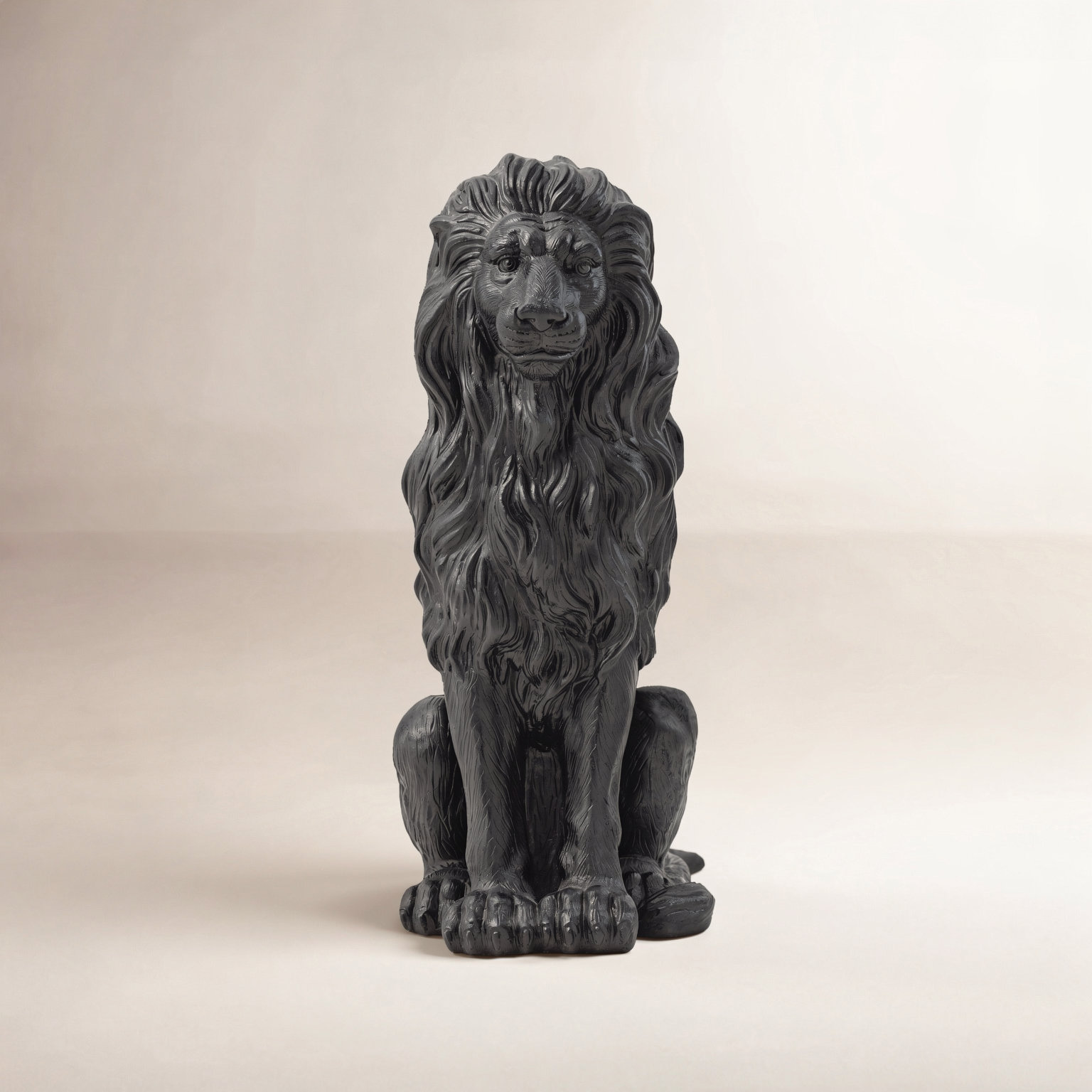 Irizarry Weather Resistant MGO Lion Garden Statue, Black, 27.75" H x 16.25" W x 11.5" D, 1