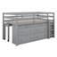 Lit mezzanine simple en bois avec bureau d'écriture rétractable, 4 tiroirs et tablettes de rangement, lit mezzanine avec bureau mobile latéral-1280994264