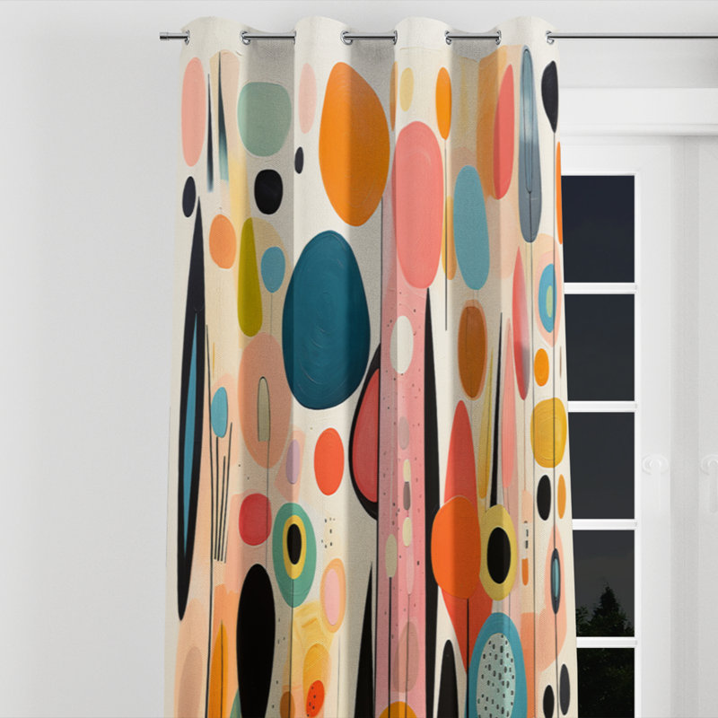 Avelinn - Rideau occultant avec œillets Mid-Century - 1 panneau, L 52 po x L 63 po, Œillets dorés