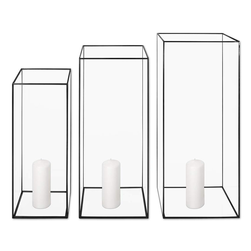 Glass Tabletop Hurricane, Black