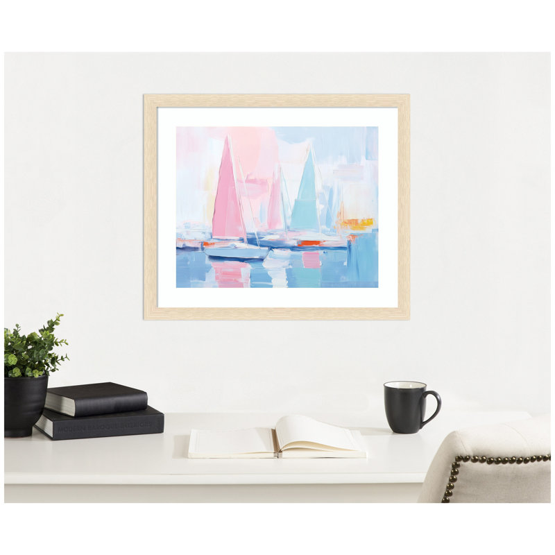 Abstrait voilier, paysage, par The Creative Bunch Studio, reproduction d'art encadrée