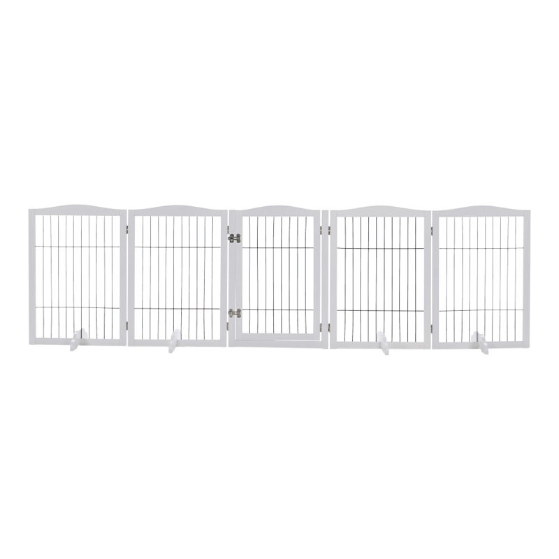 Lakendra Free Standing Pet Gate With Door, White, 280cm