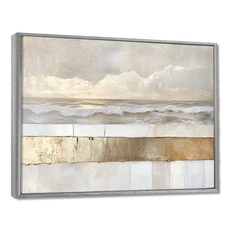 Ocean Canvas Decor, Abstract Wave Wall Art, Celtsy, H 16 po x l 32 po, Encadrement argenté