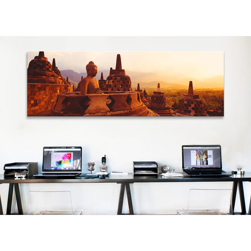 Reproduction de photo sur toile panoramique, temple bouddhiste de Borobudur, Java, Indonésie, H 12 po x l 36 po x P 1,5 po