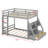 Bunk Bed Including APP-Controlled 7-Color LED Lights, USB Ports, Storage Shelves and 2 Drawers-1973853933