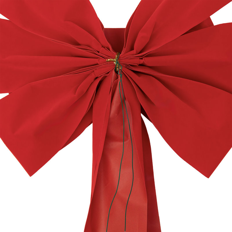 Décoration de Noël en forme d’arc en velours rouge à 11 boucles 14 "X 34"