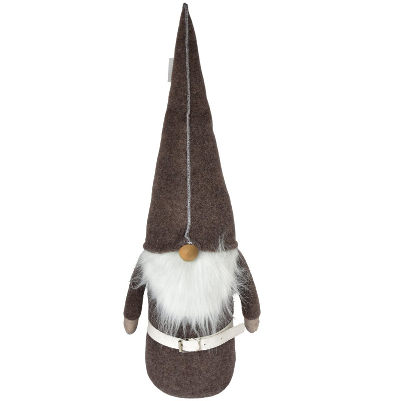 Gnome pelucheux, H 21 po x l 7,5 po x P 8 po, Gris