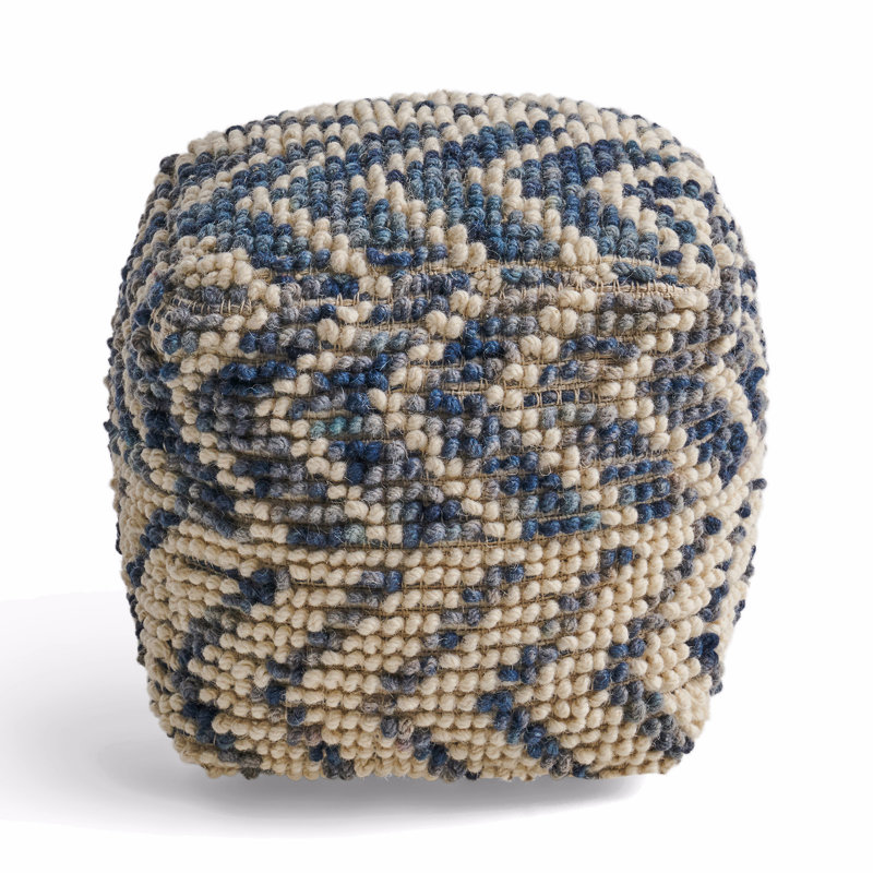 Repose-pieds en laine et coton, Multicolore bleu 1
