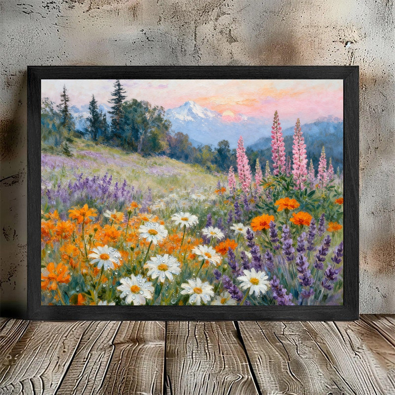 «Black», impression encadrée, impression de paysage de fleurs sauvages, H 11 po x l 9 po