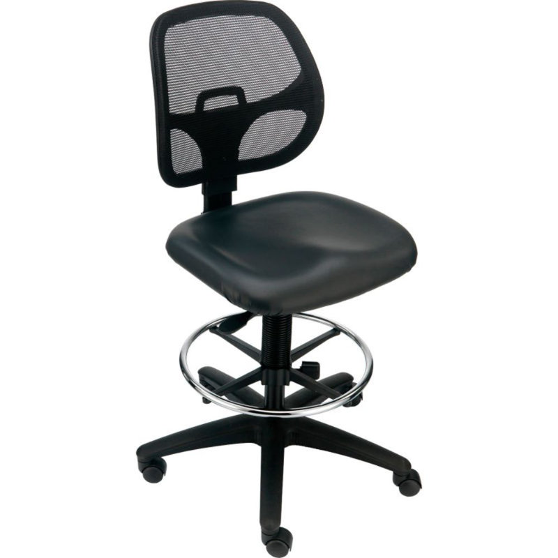 Backed Adjustable Height Ergonomic Lab Stool with Footring Wheels