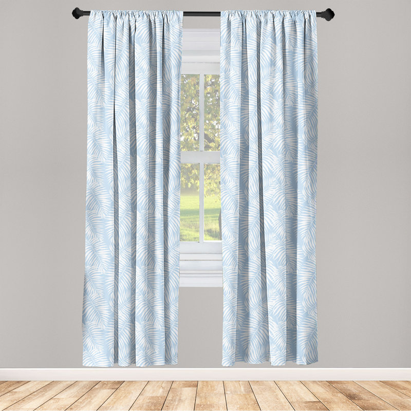 Semi Sheer Curtain Pair, Pale Sky Blue/White, 56" W x 95" L