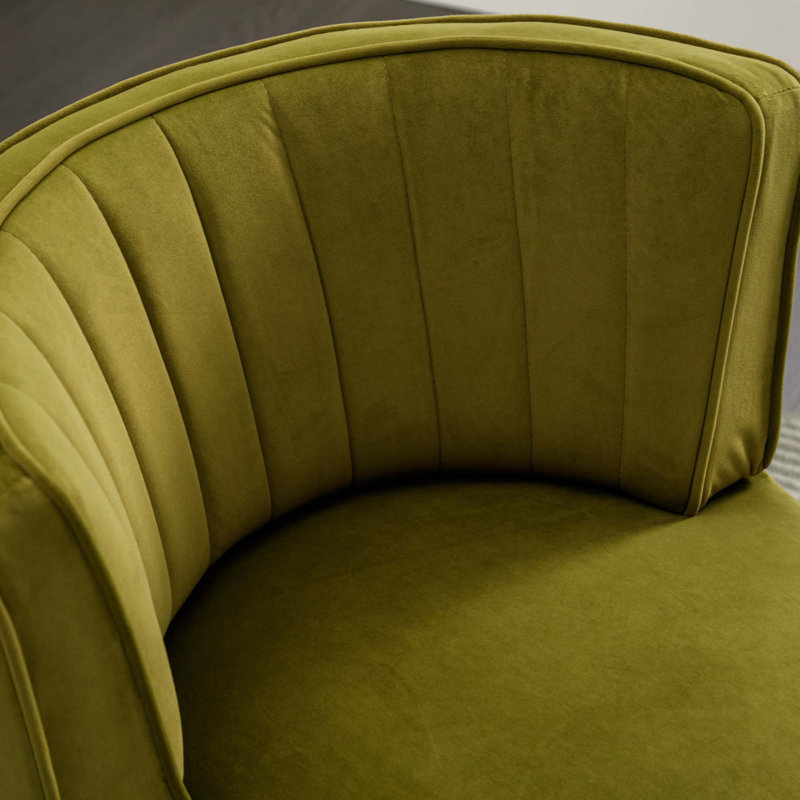 Alphonsine Upholstered Swivel Barrel Chair, Green Velvet