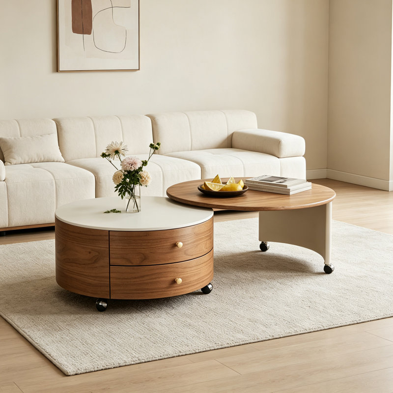 Conception de table basse à roulettes Minimalist, H 14,56 po x l 23,62 po x P 23,62 po