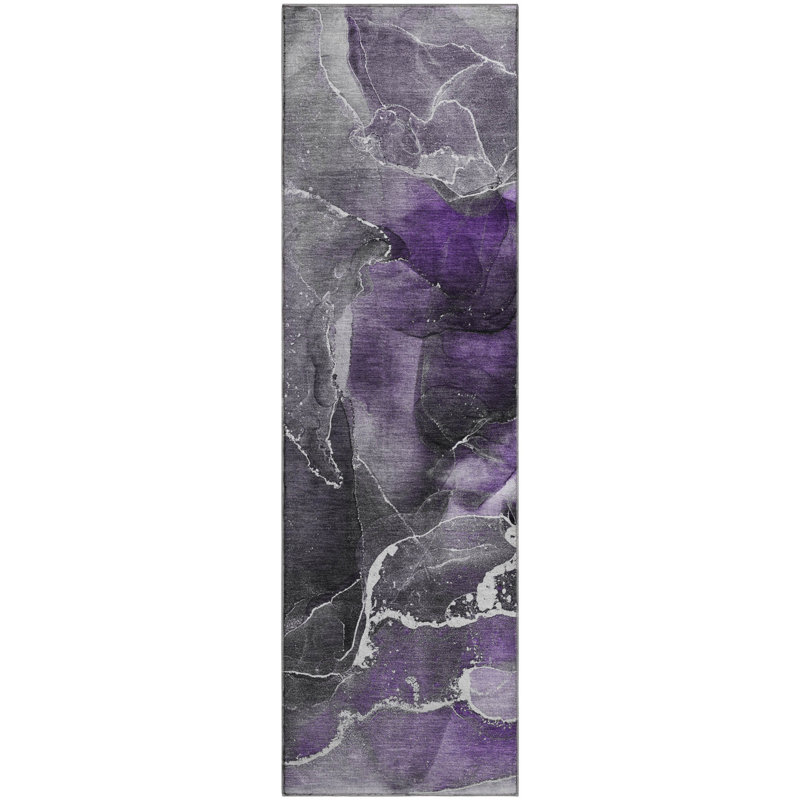 Premium Machine Washable Cerrito AMF503 Purple Rug, Runner 2'3" x 7'6"