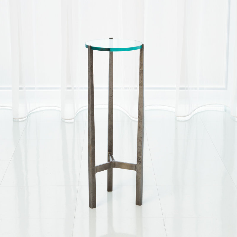Oculus Glass Top End Table, Natural Iron