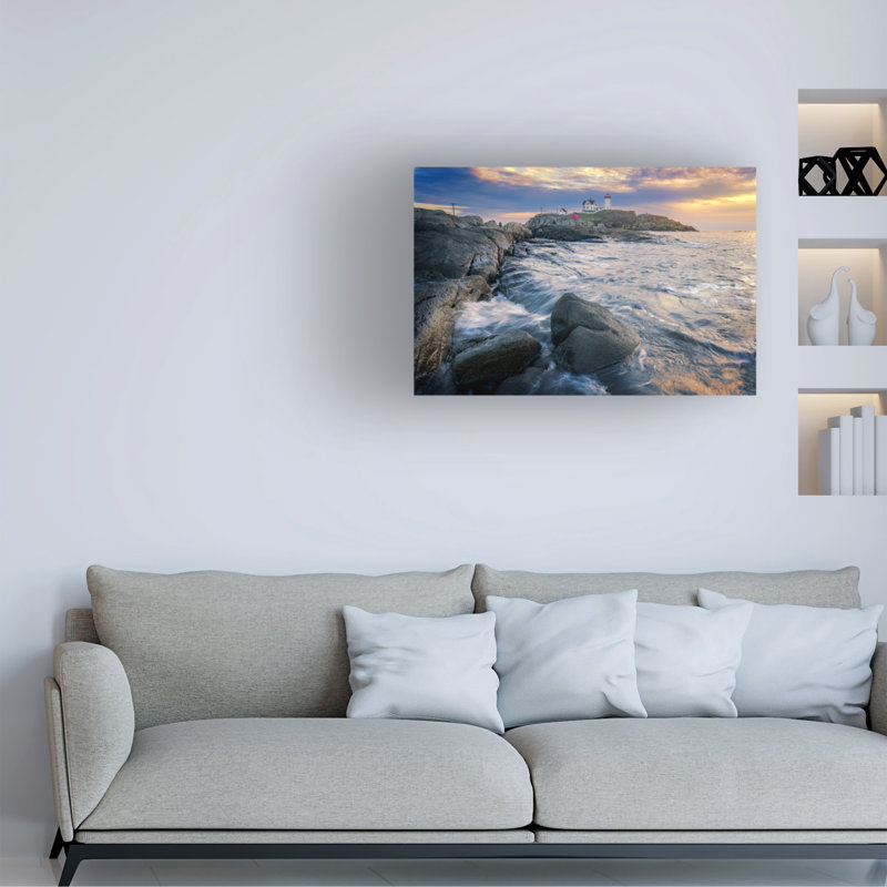 Art mural sur toile tendue - Art mural de Rick Berk «Morning Tide at Cape Neddick» pour le salon, la chambre à coucher ou le bureau - 22 x 32