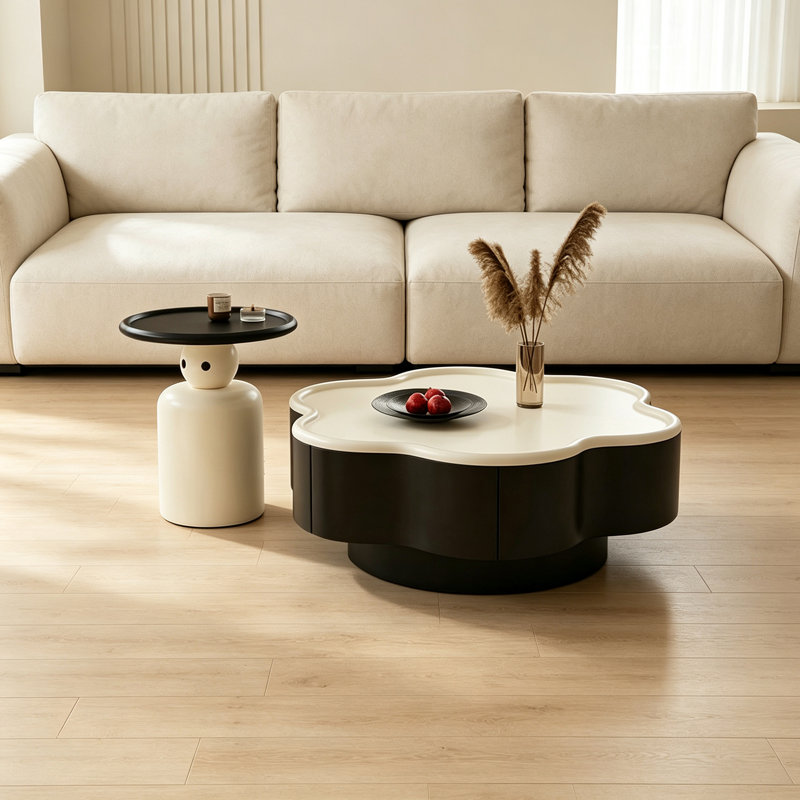 Table basse avec rangement Bartsch, H 12,99 po x l 31,49 po x P 31,49 po, Noir