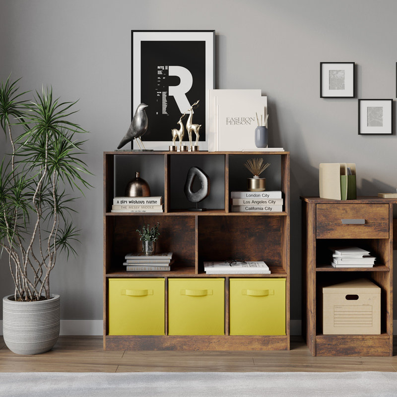 95.3 cm H x 88.8 cm W Cube Bookcase, Yellow