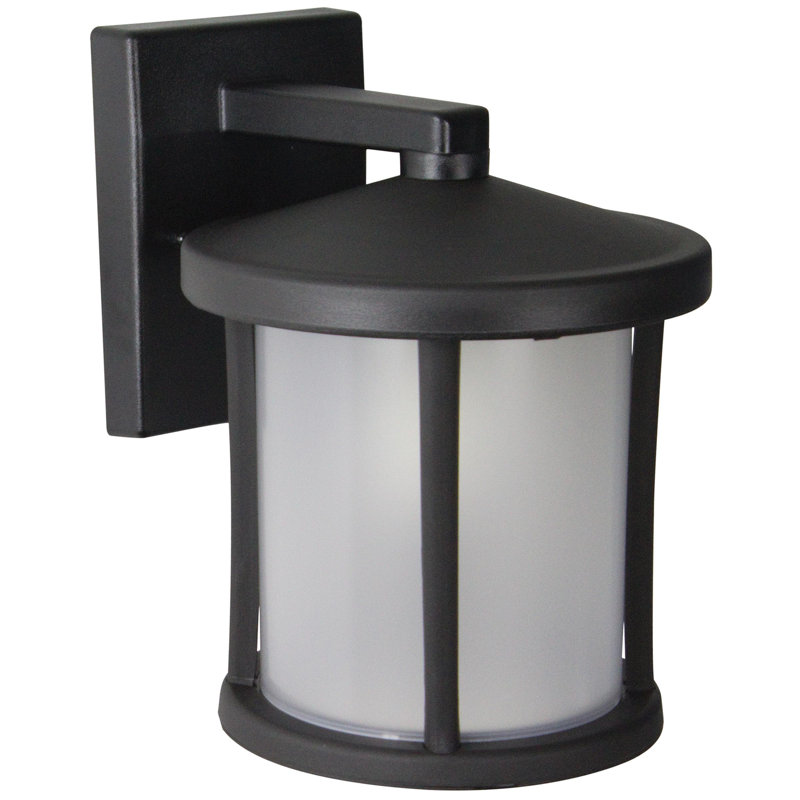 Solus Artisan Round Wall Mount Lantern with Frosted Acrylic Lens, Black, 4000K