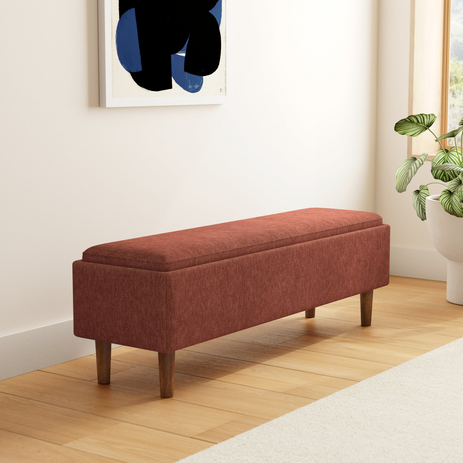 Rama Storage Bench, Honeycomb Caramel Chenille
