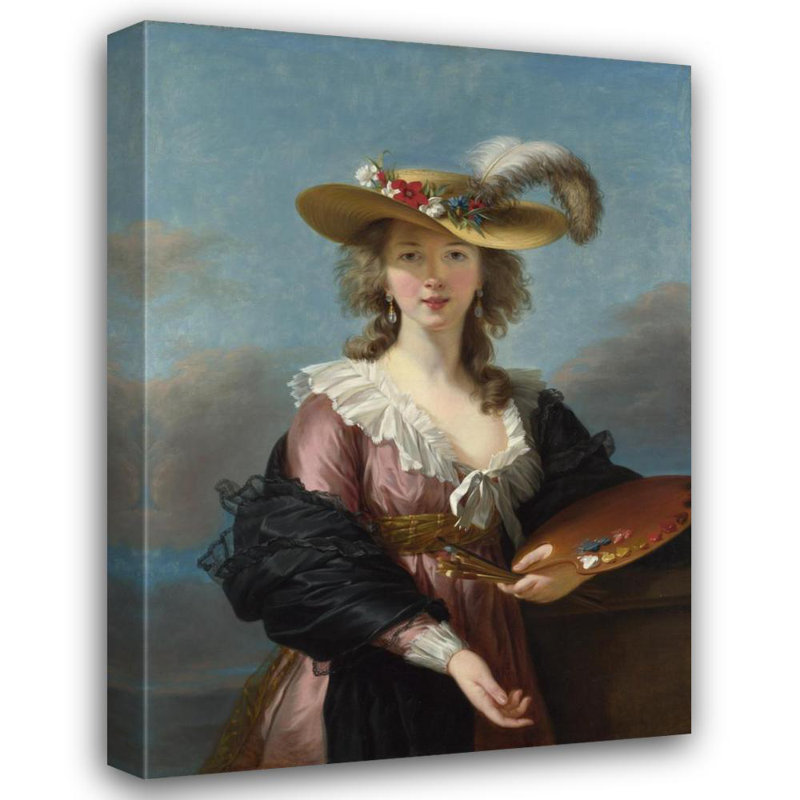 "Autoportrait au chapeau de paille" par Elisabeth Louise Vigée Le Brun - Art mural sur toile tendue avec châssis