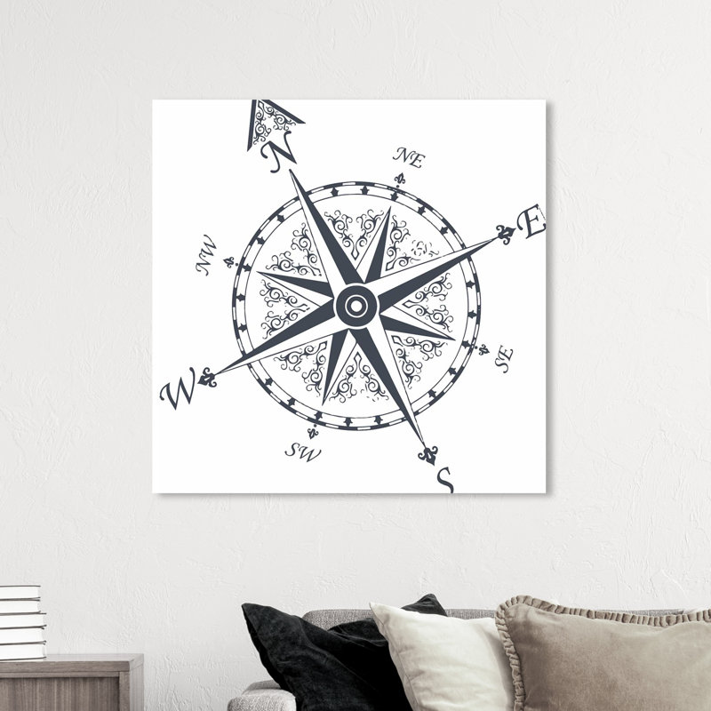 « nautique compass », impression sur toile, H 40 po x l 40 po x P 1,5 po
