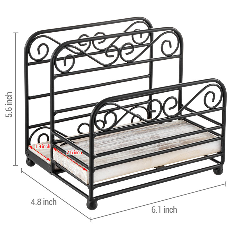 Porte-serviette debout en métal Scrollwork, Noir / blanc