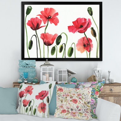 Coquelicots rouges rétro - peinture sur toile