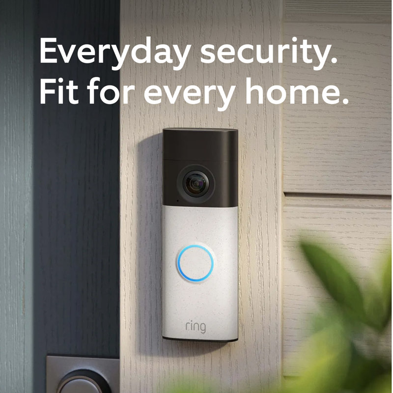 Sonnette Ring Battery Doorbell 2K - Écran Retinal 2K avec vidéo grand angle, zoom amélioré jusqu'à 6x - Blanc tacheté