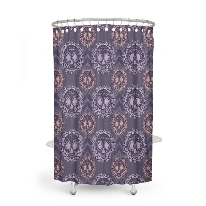Chevron Arrow And Boho Skull Shower Curtain, 93" H x 70" W