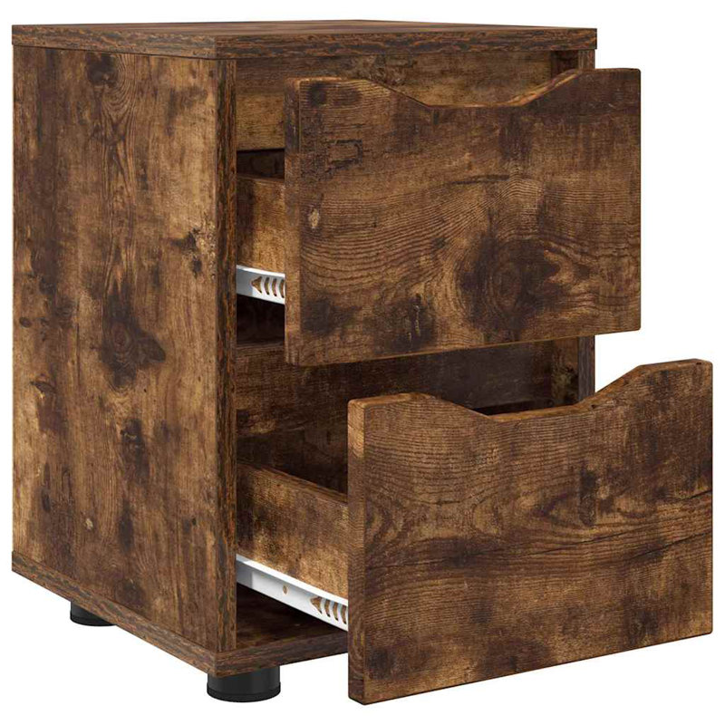 30.5cm W Manufactured Wood Bedside Table, Smoked Oak