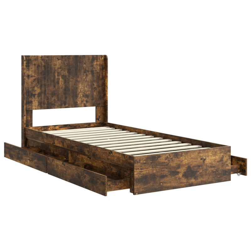 Bed Frame, European Double (140 x 200 cm), Smoked Oak