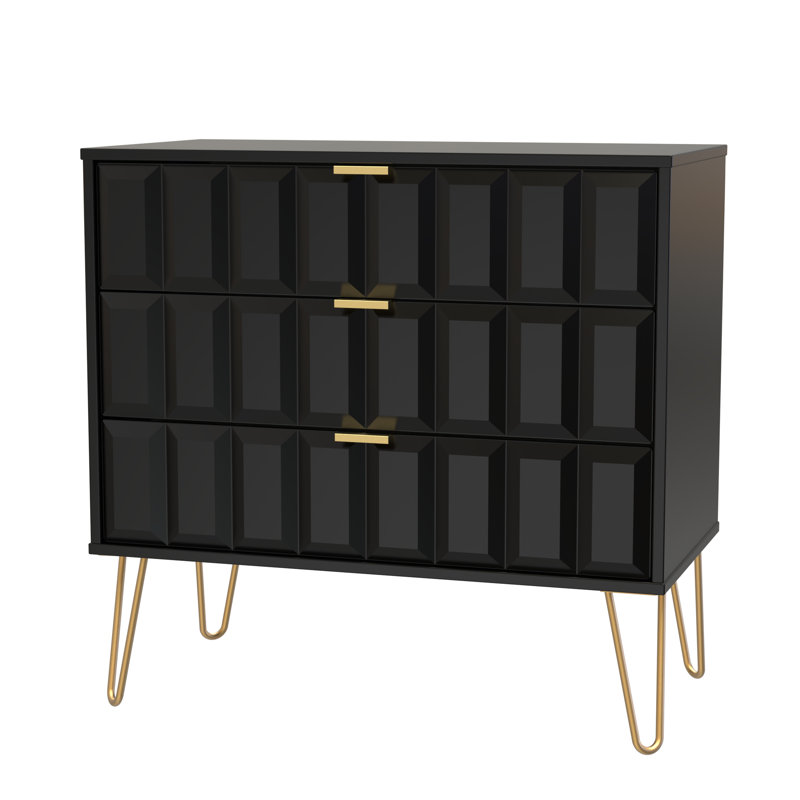 Alard 77cm W 3 - Drawer Chest of Drawers, Black