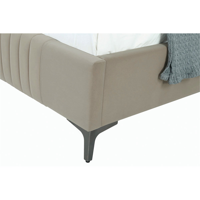 Lit tapissier Promenade, Taupe, Lit simple