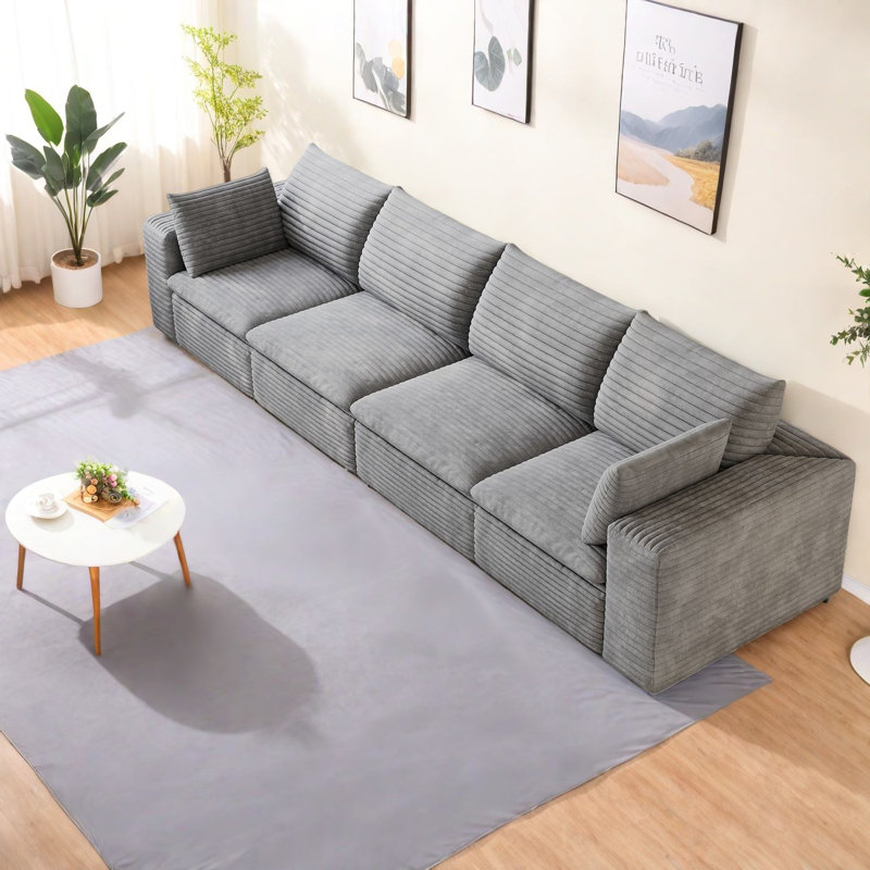 Compression Cloud Sofas, 134 Inch Corduroy Modern Modular Couch For Home