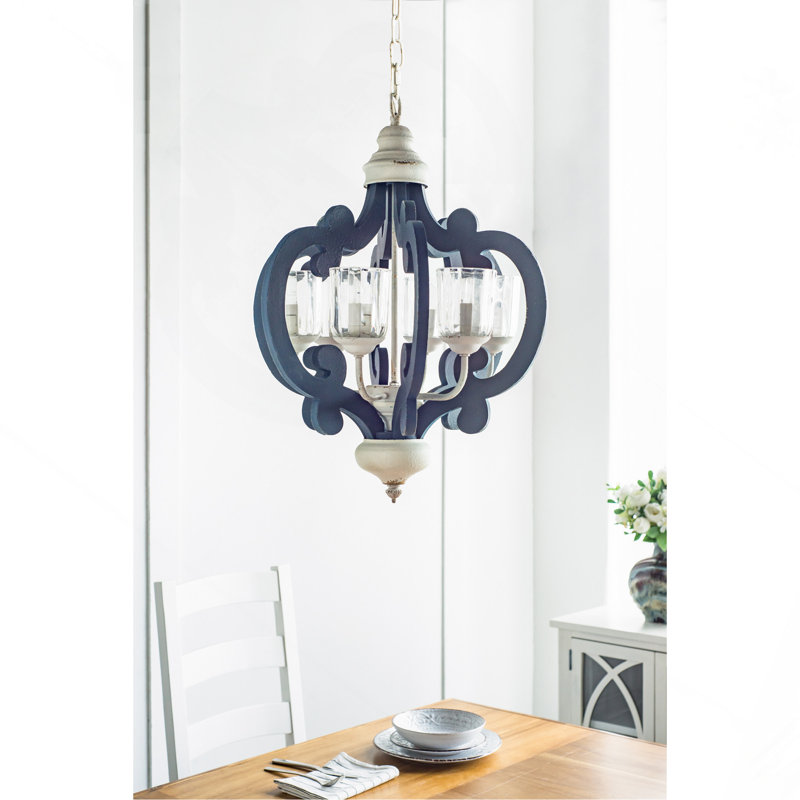 Luminaire suspendu en bois 6 lumières Farmhouse Natural