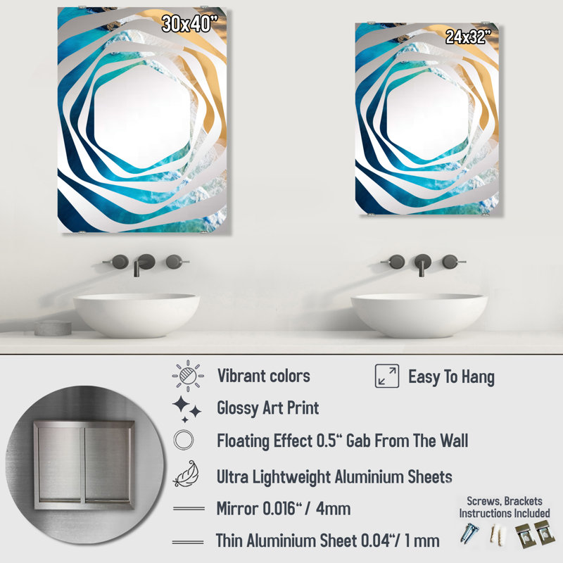 Gateville - Grand miroir mural Coastal Beach, 32 po x 24 po