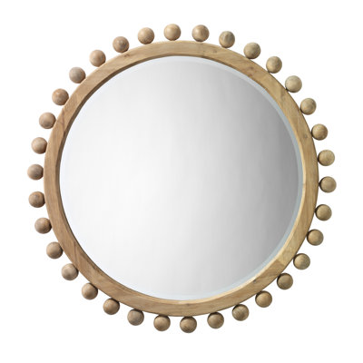 Augustine Solid Wood Round Wall Mirror