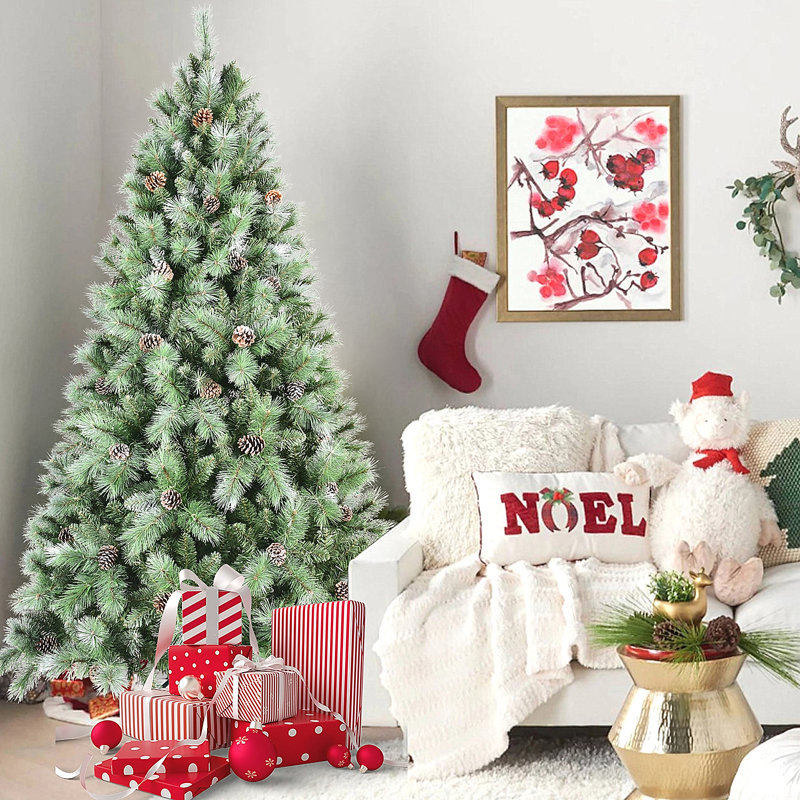 Christmas Tree With 92 Pine Cones – 1588 Tips, Mixed PVC & Hard Needle Branches, 76'