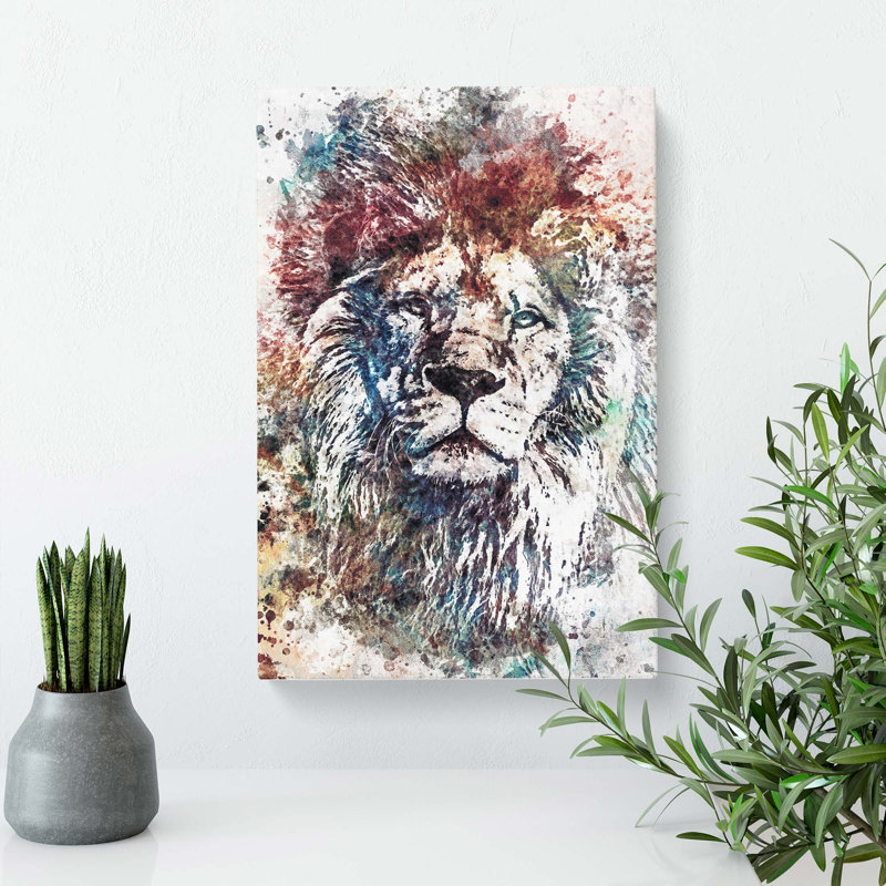Lion Abstract Art - Wrapped Canvas, 60cm H x 40cm W x 3cm D