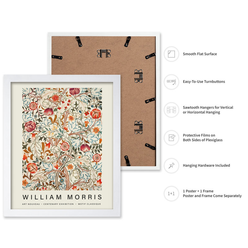 William Morris - Acanthus No1, Affiche, H 24 po x l 32 po, Encadrement blanc