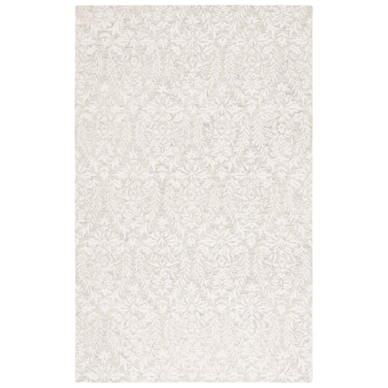 Ebony Hand Tufted Wool Pile Floral Rug
