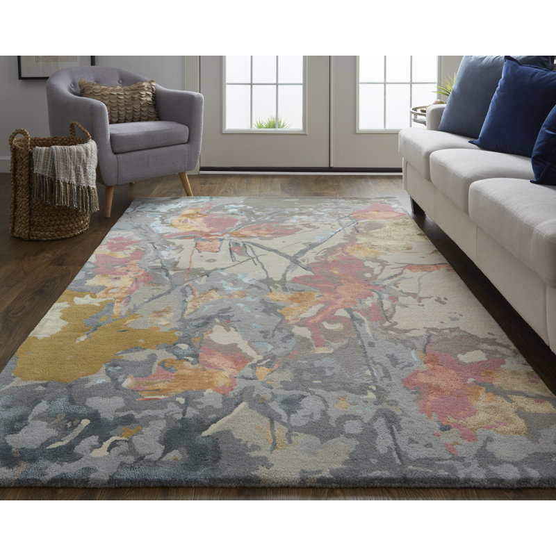 Dafney Floral Area Rug in Blue, Rectangle 3'6" x 5'6"