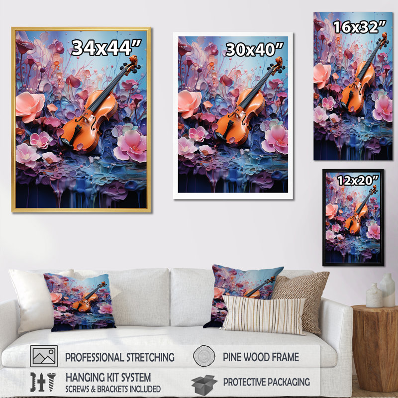 «Whimsical Violin Music Melody», reproduction sur toile, H 32 po x l 24 po x P 1 po, Toile tendue