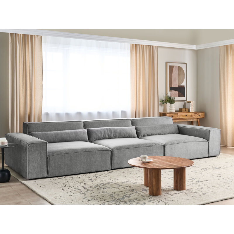 Netanya 3 Seater Sofa, Grey Polyester