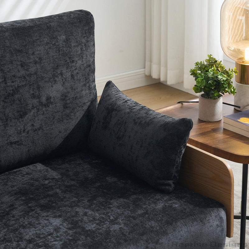 Canapé inclinable convertible 3-en-1 avec coussins, Noir