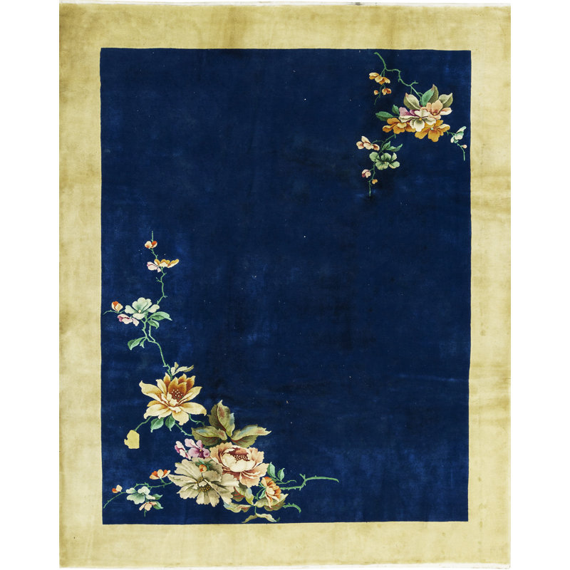 Art Deco Wool Floral Area Rug