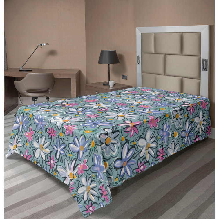 Drap plat à motif floral bohème Ambesonne